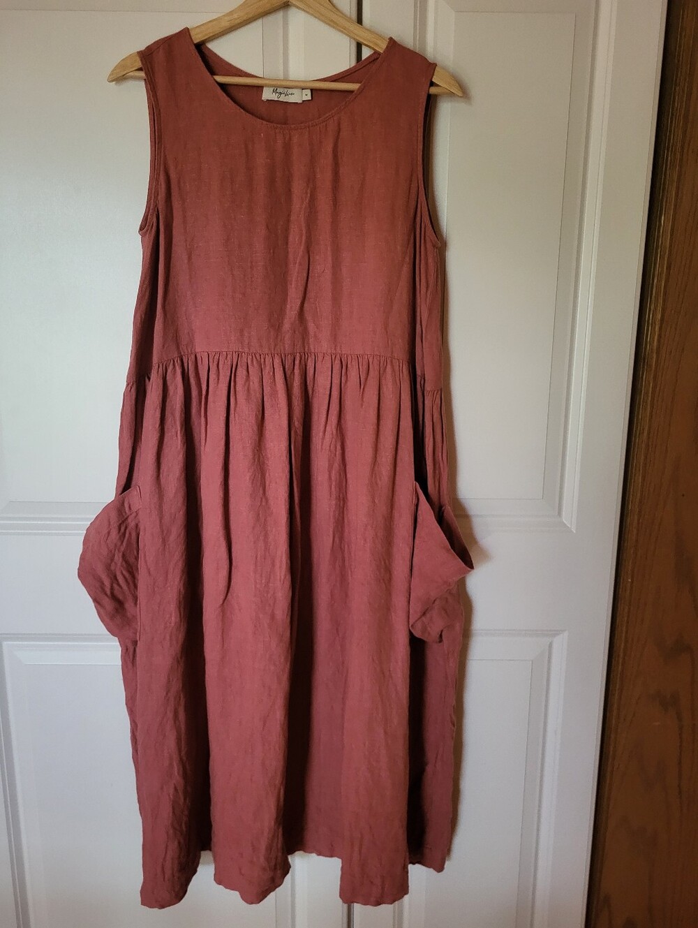 Magic Linen 100% Linen Dress in Clay Pink Medium